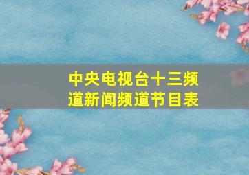 中央电视台十三频道新闻频道节目表