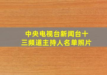 中央电视台新闻台十三频道主持人名单照片