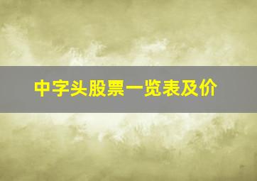 中字头股票一览表及价