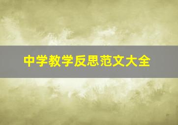 中学教学反思范文大全