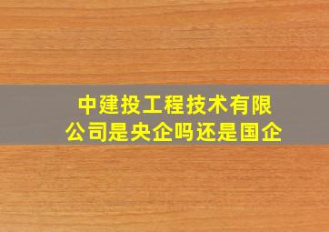 中建投工程技术有限公司是央企吗还是国企