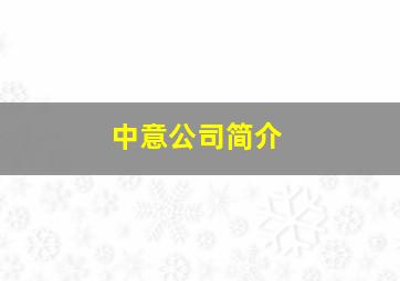 中意公司简介