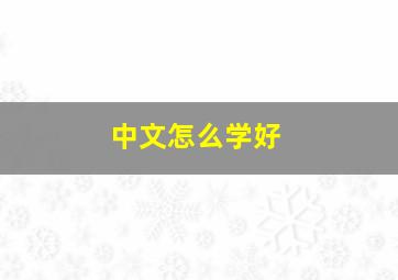 中文怎么学好