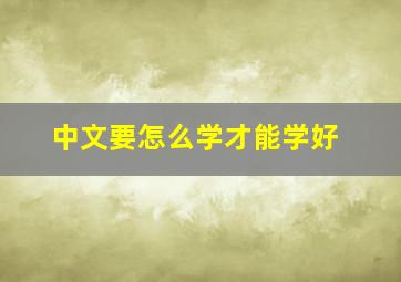 中文要怎么学才能学好