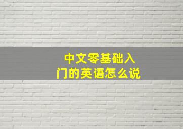 中文零基础入门的英语怎么说