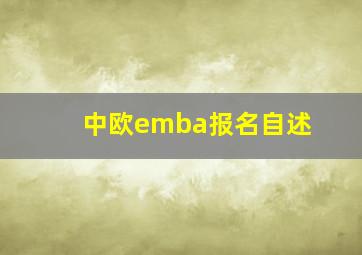 中欧emba报名自述