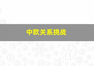 中欧关系挑战