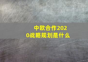 中欧合作2020战略规划是什么