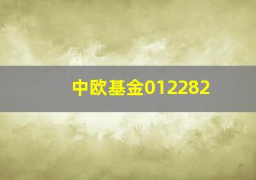 中欧基金012282