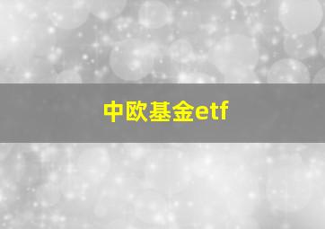 中欧基金etf