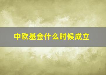 中欧基金什么时候成立