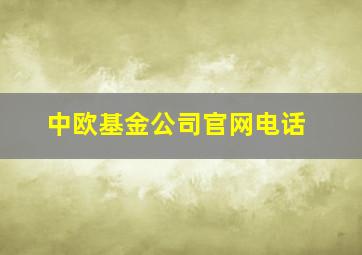 中欧基金公司官网电话