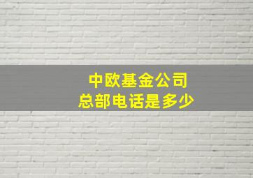 中欧基金公司总部电话是多少