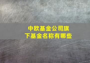 中欧基金公司旗下基金名称有哪些