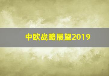 中欧战略展望2019