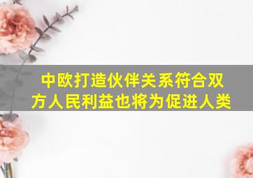 中欧打造伙伴关系符合双方人民利益也将为促进人类