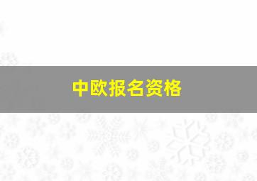 中欧报名资格