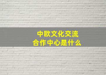 中欧文化交流合作中心是什么