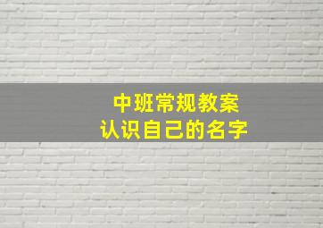 中班常规教案认识自己的名字