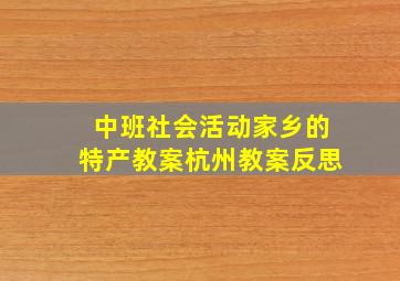 中班社会活动家乡的特产教案杭州教案反思