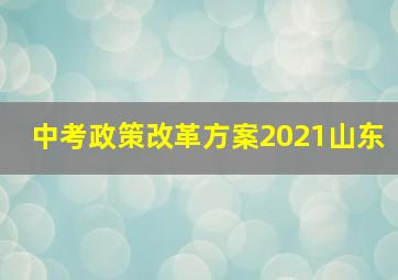 中考政策改革方案2021山东