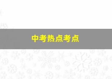 中考热点考点