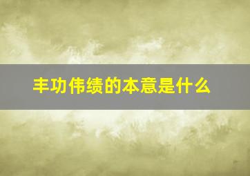 丰功伟绩的本意是什么