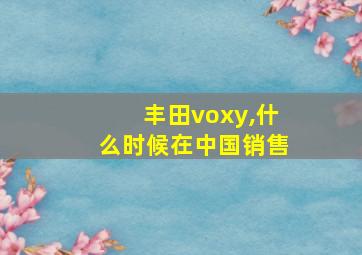 丰田voxy,什么时候在中国销售