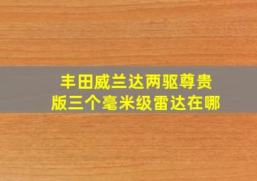 丰田威兰达两驱尊贵版三个毫米级雷达在哪