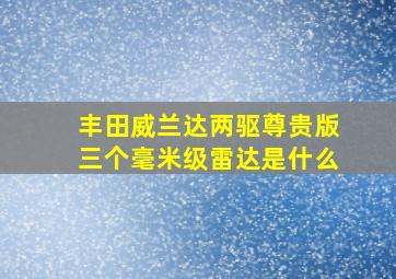 丰田威兰达两驱尊贵版三个毫米级雷达是什么