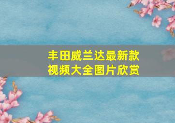 丰田威兰达最新款视频大全图片欣赏