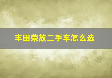 丰田荣放二手车怎么选