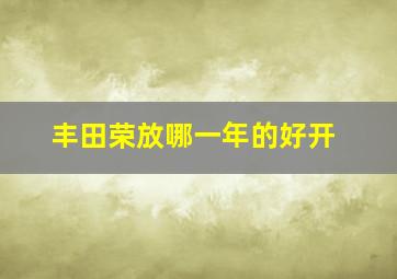 丰田荣放哪一年的好开