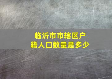 临沂市市辖区户籍人口数量是多少