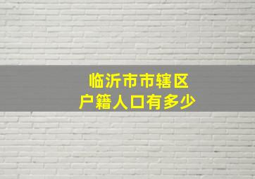 临沂市市辖区户籍人口有多少