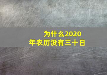 为什么2020年农历没有三十日