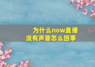 为什么now直播没有声音怎么回事