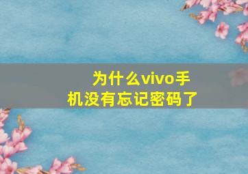 为什么vivo手机没有忘记密码了