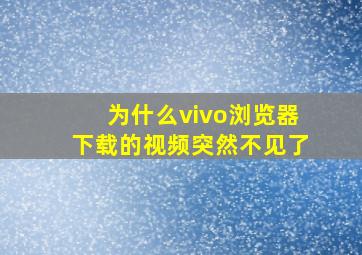 为什么vivo浏览器下载的视频突然不见了