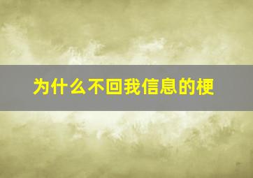 为什么不回我信息的梗