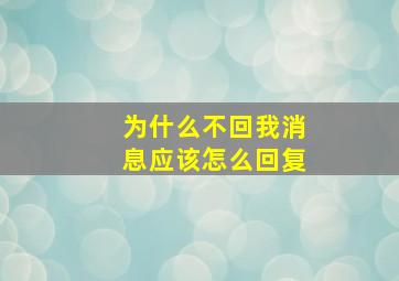 为什么不回我消息应该怎么回复