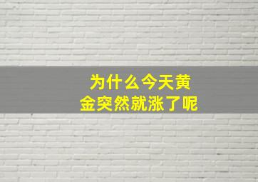 为什么今天黄金突然就涨了呢