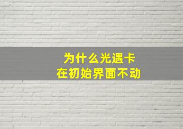 为什么光遇卡在初始界面不动