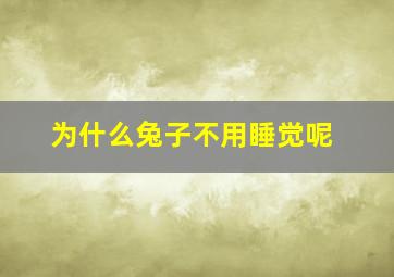 为什么兔子不用睡觉呢