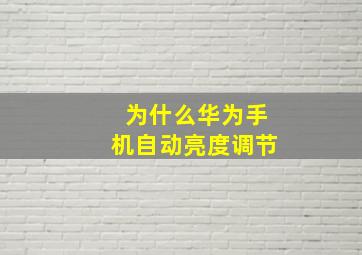 为什么华为手机自动亮度调节