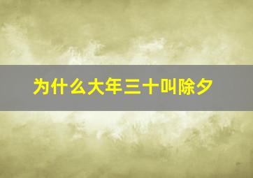 为什么大年三十叫除夕