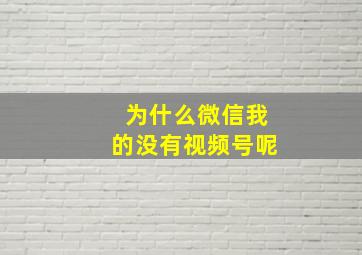 为什么微信我的没有视频号呢