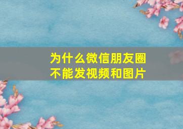 为什么微信朋友圈不能发视频和图片