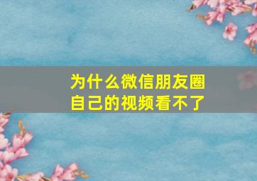 为什么微信朋友圈自己的视频看不了