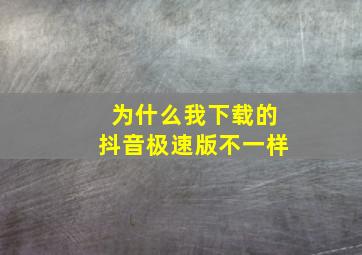 为什么我下载的抖音极速版不一样